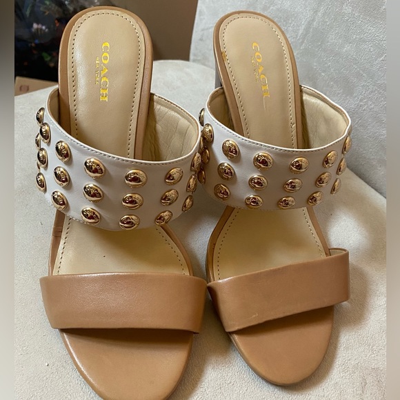 Coach gold embellished sandal heels - Picture 5 of 6